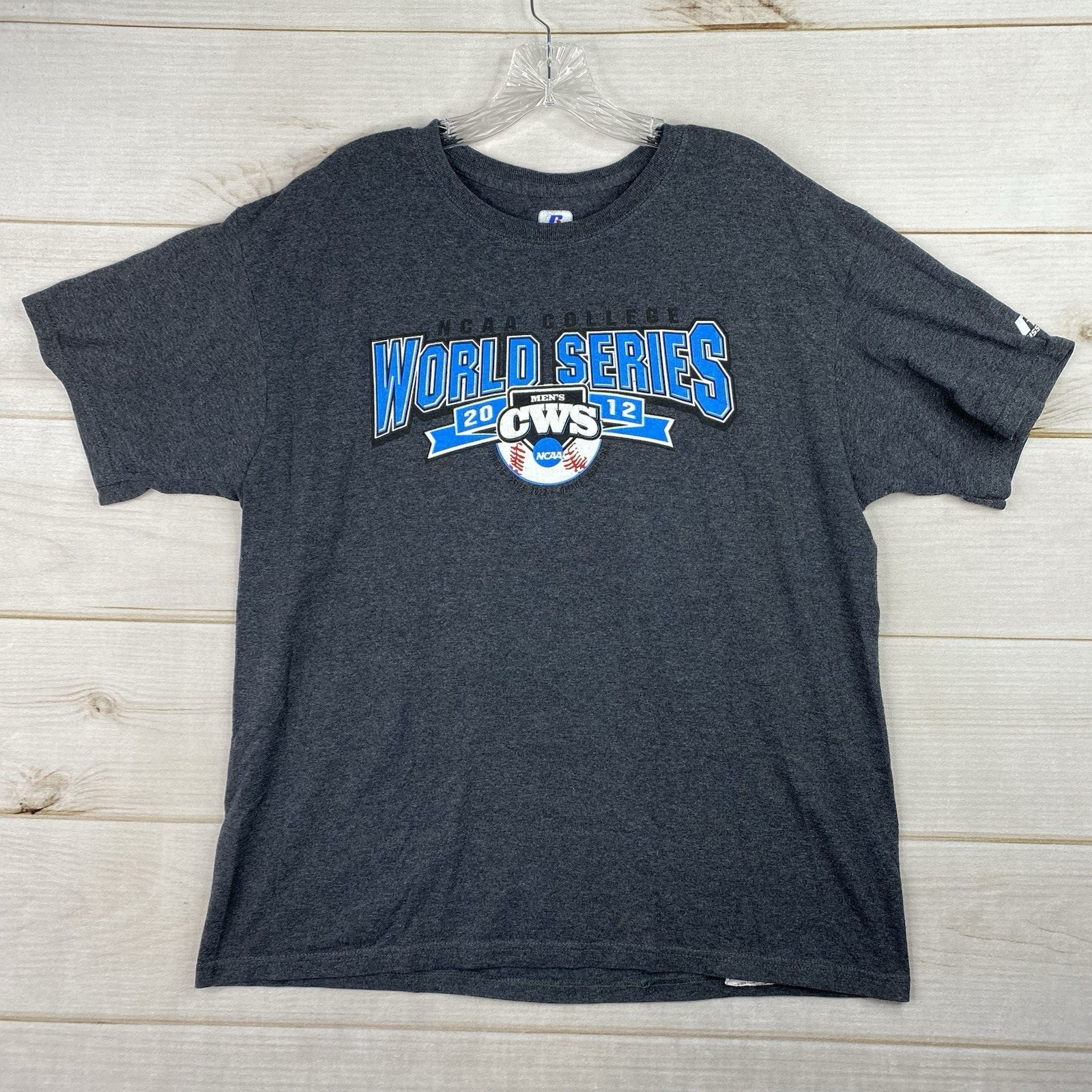 Russell 2012 Ncaa College World Series Shirt Mens Large Gray Omaha Baseball